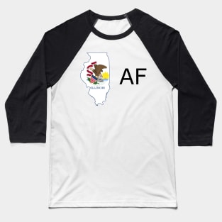 Illinois Flag State Outline AF (black) Baseball T-Shirt